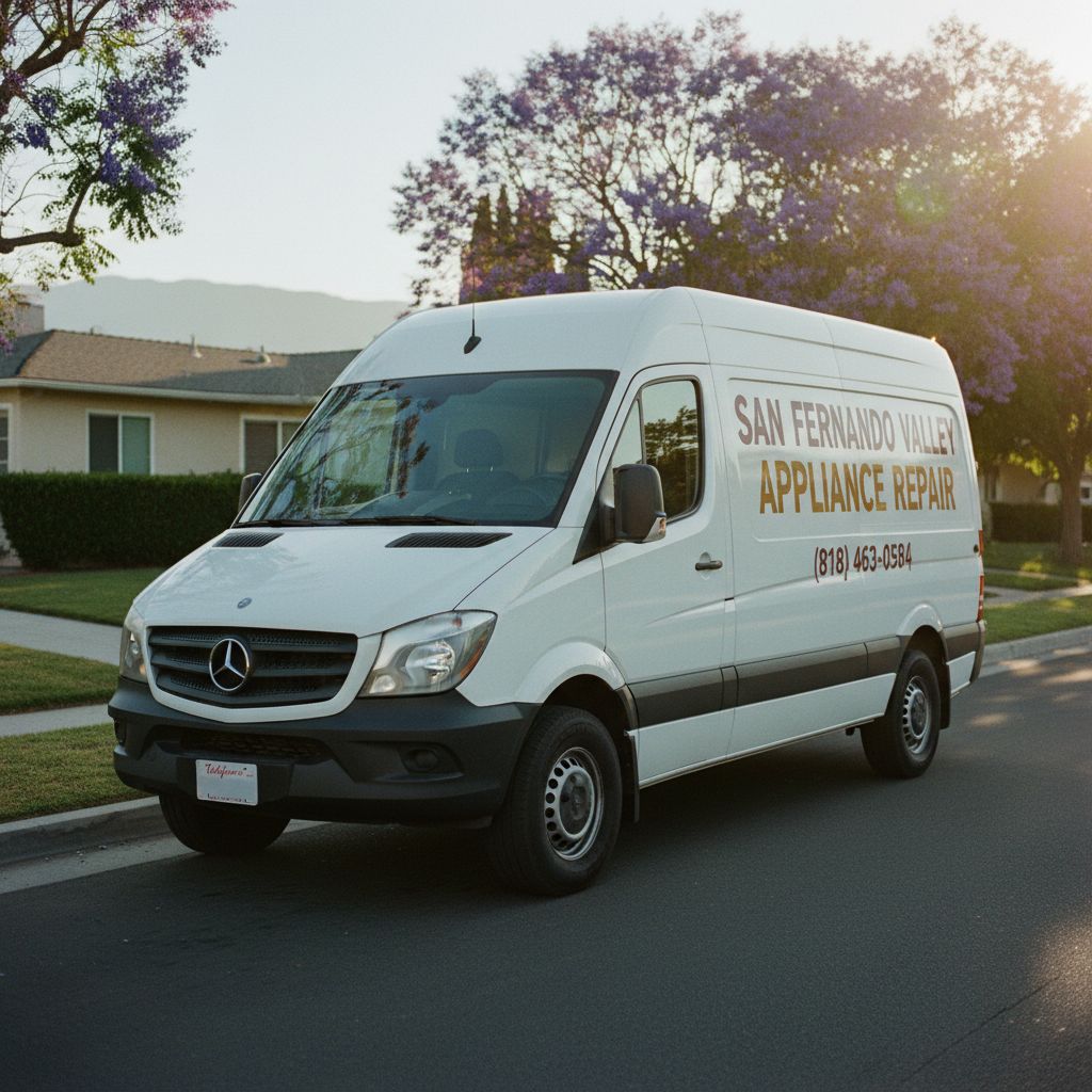 San Fernando Valley Appliance Repair service truck parked on a residential SFV street